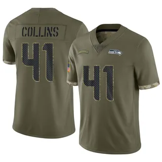 Alex Collins Seattle Seahawks Men's Limited 2022 Salute To Service Nike Jersey - Olive