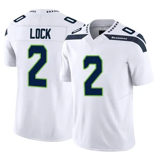 Seattle Seahawks Drew Lock 3 Game Jersey - White Jersey - Bluefink