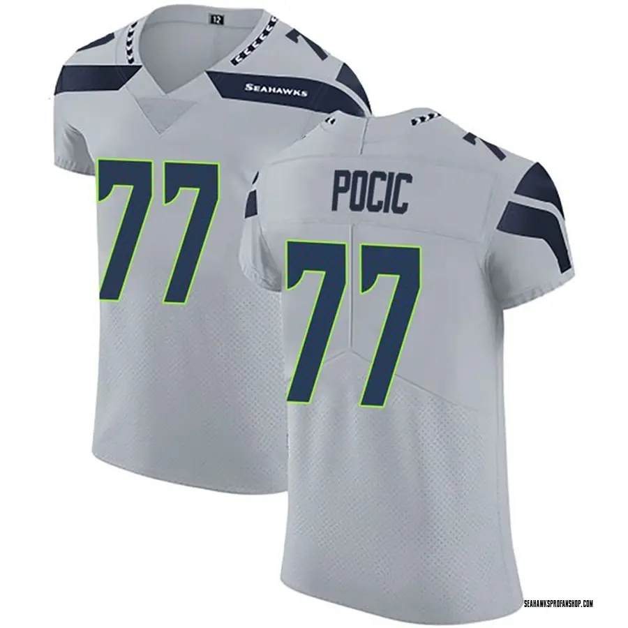 Limited Men's Ethan Pocic Grey Alternate Jersey - #77 Football Seattle  Seahawks 100th Season Vapor Untouchable Size 40/M