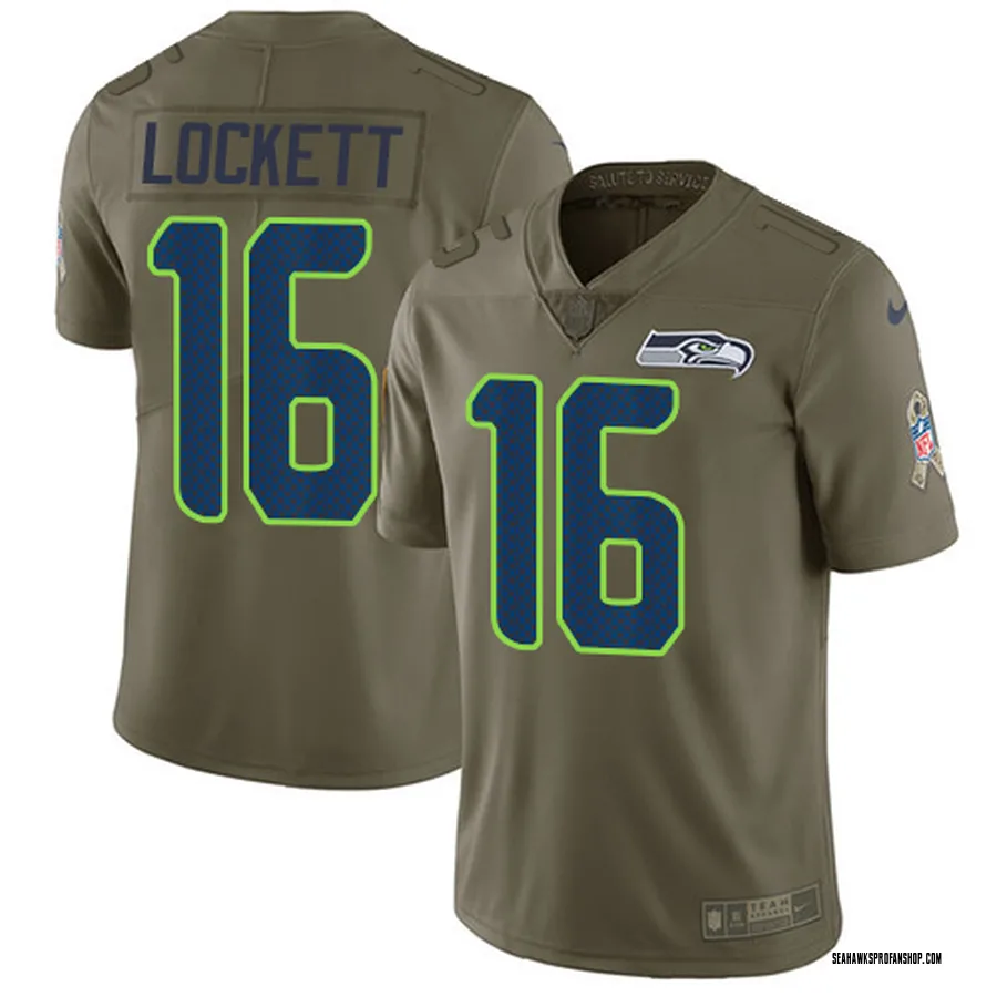 Men's Limited Seattle Seahawks NO.16 Tyler Lockett 2022 Salute To Service  Jersey - Olive